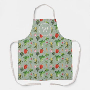 Tablier Aquarelle Monogramme de légumes bio