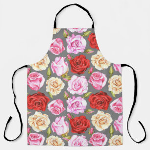 Tablier Aquarelle motif sans couture avec roses. Sans fil