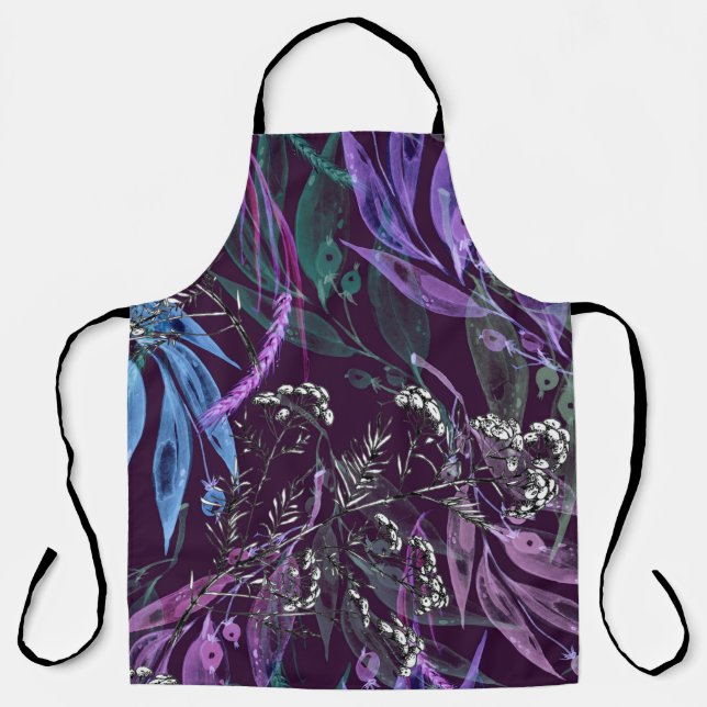 Tablier Aquarelle motif sans couture. Branche avec la baie (Recto)