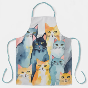 Tablier Aquarelle Peint Colorful Chat Collage