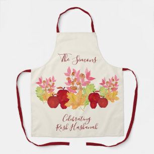 Tablier Aquarelle peinte à la main Feuille Pommes Rosh Has