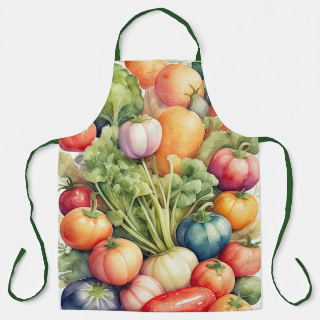 Tablier Aquarelle Peinture de légumes assortis (Recto)