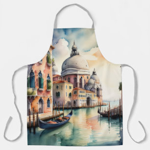 Tablier Aquarelle Peinture Venise Ville Scène Gondola