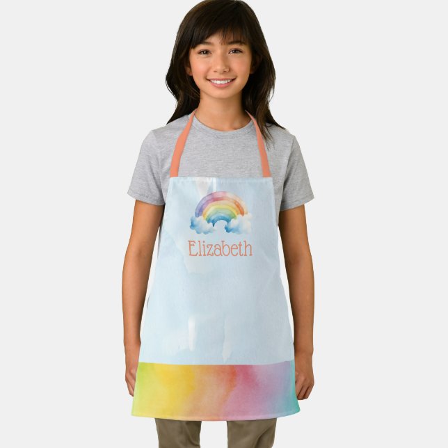 Tablier Aquarelle personnalisée pour enfants Rainbow Schoo (Insitu)