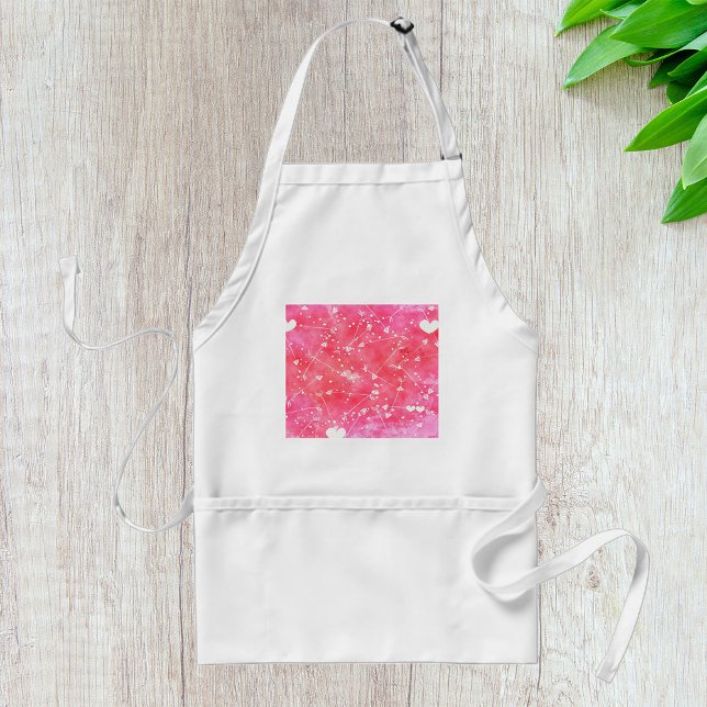 Tablier Aquarelle romantique Coeurs et flèches roses Motif (Créateur téléchargé)