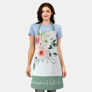 Tablier Aquarelle rose Rose tout-en-dessus