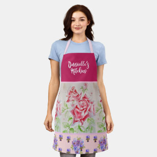 Tablier Aquarelle Rose Vintage rose Roses personnalisable