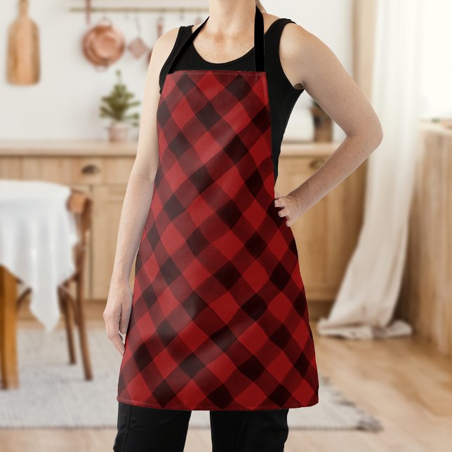 Tablier Aquarelle rouge et noir Buffalo Plaid Motif (Créateur téléchargé)