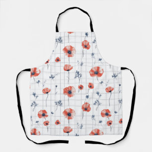 Tablier Aquarelle rouge Motif sur blanc