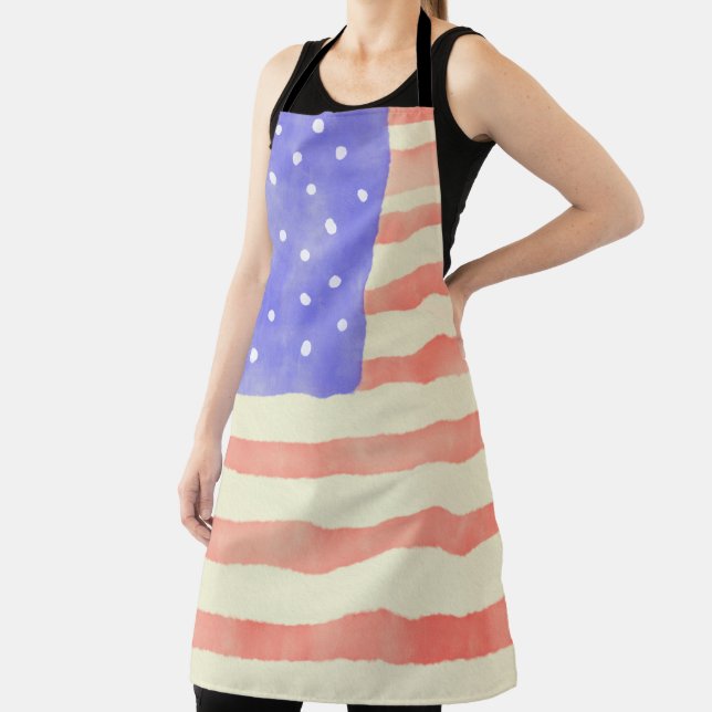 Tablier Aquarelle rustique USA drapeau américain (Insitu)