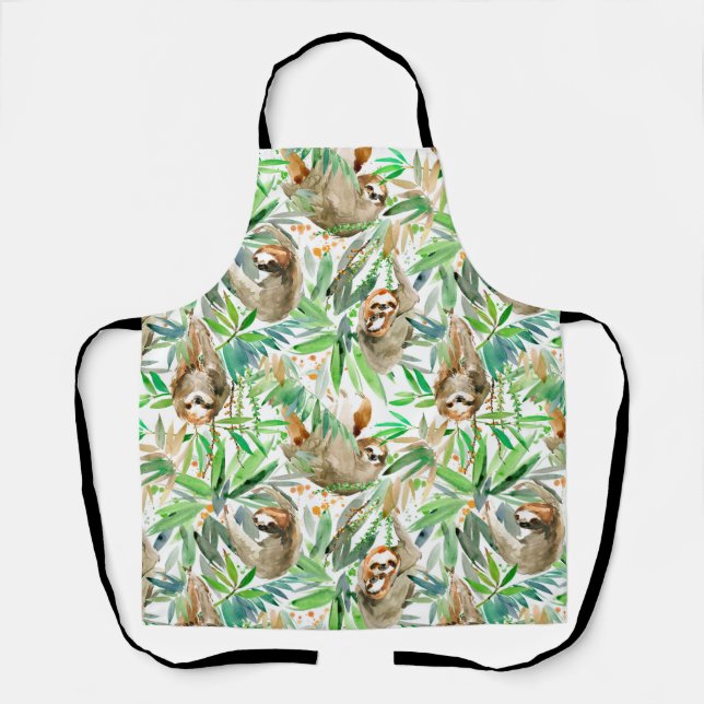 Tablier Aquarelle Sloth Jungle  (Recto)