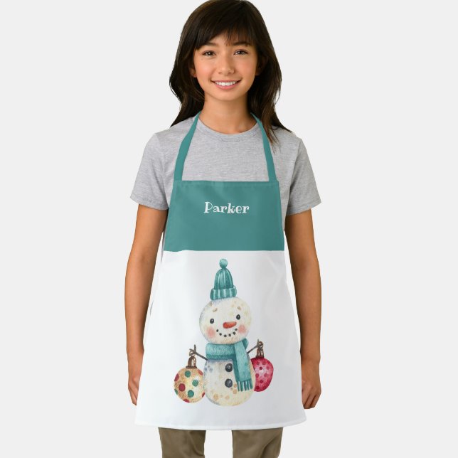 Tablier Aquarelle Snowman Ornement Motif Enfants vacances (Insitu)