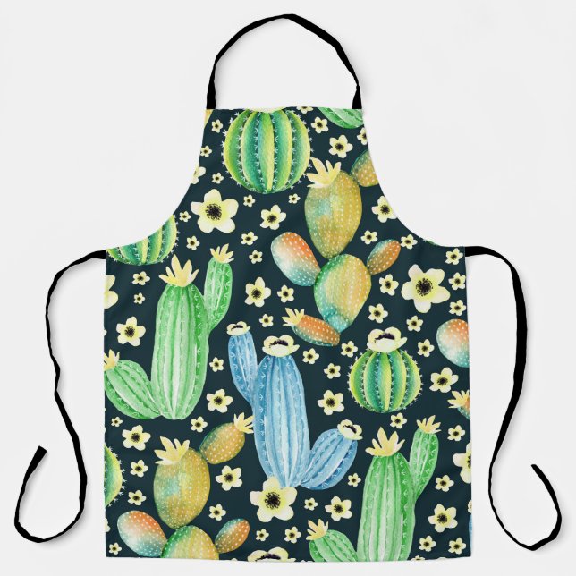 Tablier Aquarelle Succulente Cactus Motif Floral (Recto)