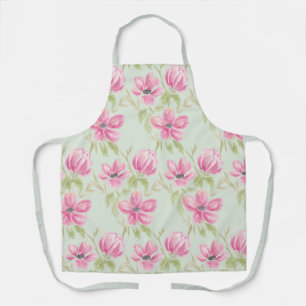 Tablier Aquarelle Triple Fleurs roses