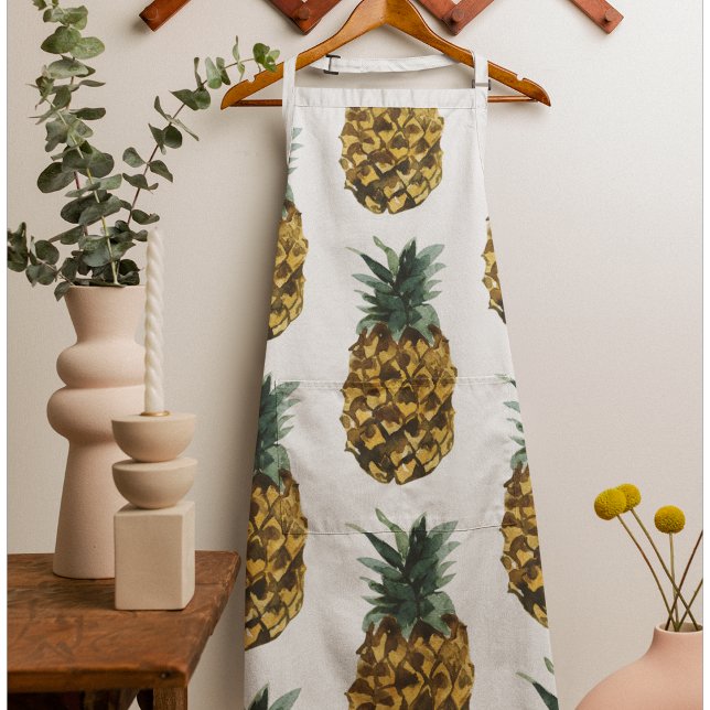 Tablier Aquarelle tropicale ananas Motif sans couture (Créateur téléchargé)