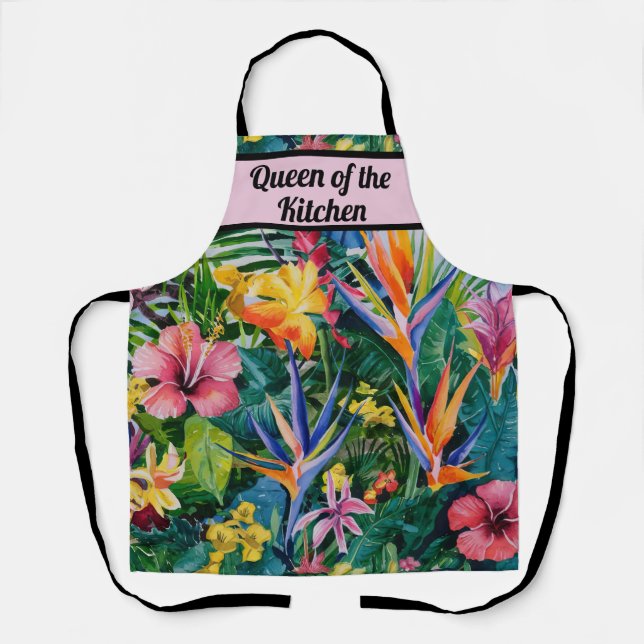 Tablier Aquarelle tropicale Floral Personnalisé (Recto)