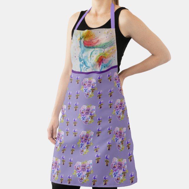 Tablier Aquarelle Unicorne Peinture Purple Womans Apron (Insitu)