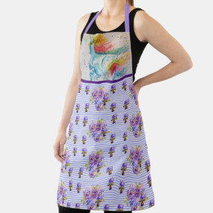 Tablier Aquarelle Unicorne Peinture Purple Womans Apron