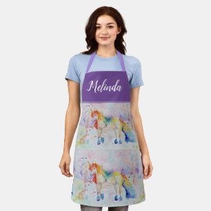 Tablier Aquarelle Unicorne Peinture Purple Womans Apron