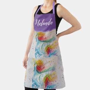Tablier Aquarelle Unicorne Peinture Purple Womans Apron