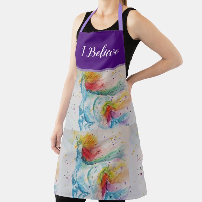 Tablier Aquarelle Unicorne Peinture Purple Womans Apron (Insitu)