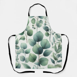 Tablier Aquarelle Vert Eucalyptus Feuilles