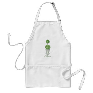 Tablier Aquarelle vert monogramme Topiaire