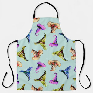 Tablier Aquarelle vieux casquettes : arrière - plan bleu.