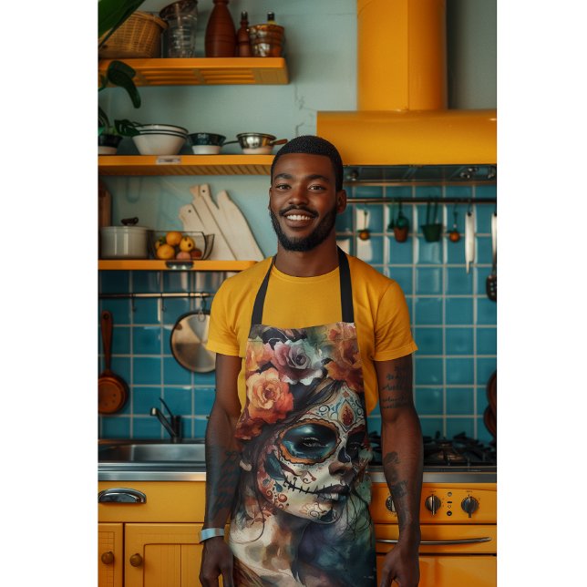 Tablier Aquarelle vive Dia de los Muertos Catrina (Créateur téléchargé)