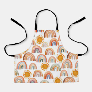 Tablier Aquarelle Whimsical Boho Rainbow et Sun Kids