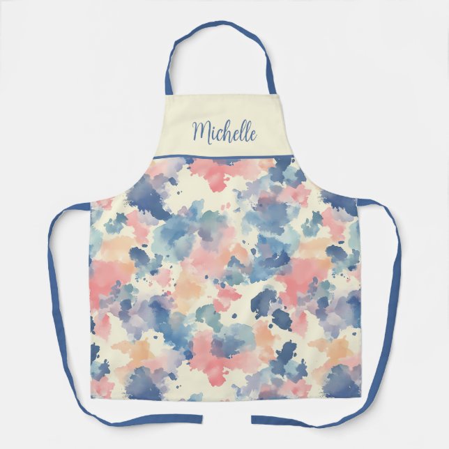 Tablier Aquarelles bleu rose (Recto)