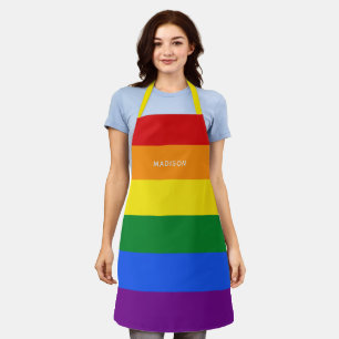 Tablier Aquarelles de noms personnalisées Rainbow Flag