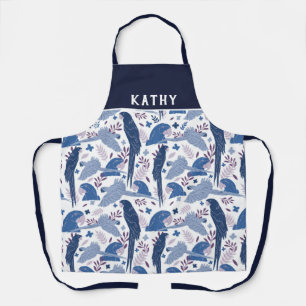 Tablier Ara Parrot Blue Rose Tropical Leaf Nom du Motif