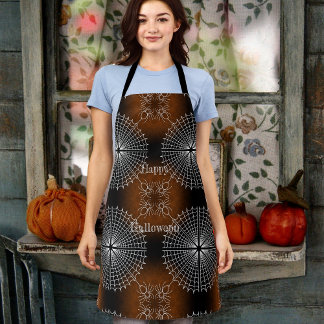 Tablier Araignées Halloween Spiderweb noir orange blanc