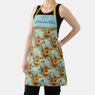 Tablier Arbe Motif dorée à fleur de soleil Floral