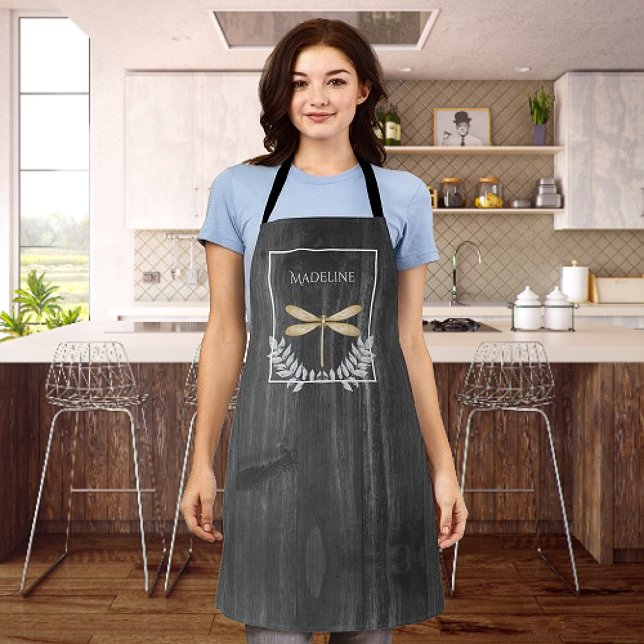 Tablier Arbre à libellules d'or Rustique personnalisée (Gold Dragonfly Rustic Personalized Apron)