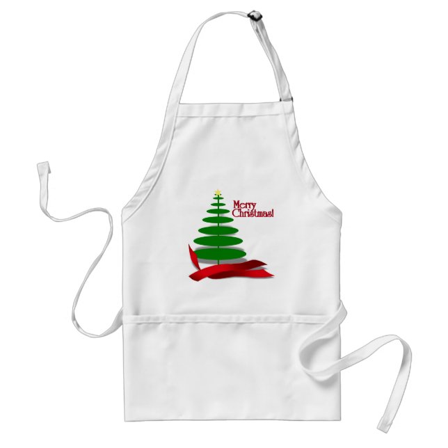 Tablier Arbre de Noël avec ruban rouge (Devant)