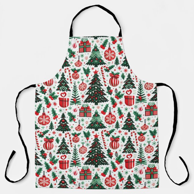 Tablier Arbre de Noël, cadeaux, sucre de canne (Recto)