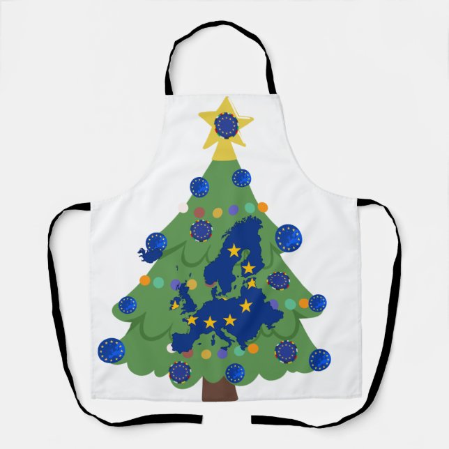 Tablier Arbre de Noël - Drapeau de l'Union européenne | Eu (Recto)