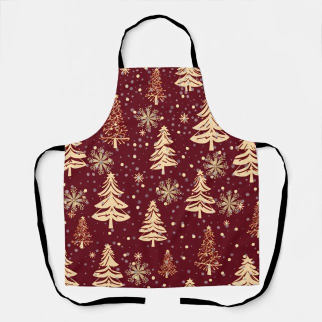 Tablier Arbres À feuillage persistant de Noël rustiques Ro (Recto)