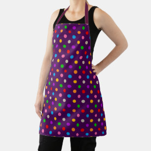 Tablier Arc-en-ciel Coloré Points noirs Violet