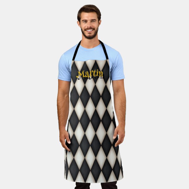 Tablier Arlequin gothique Motif Joueur Nom personnalisé (Porté)