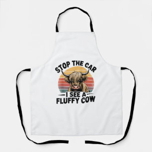 Tablier Arrêtez La Voiture Je Vois Fluffy Funny Cow Retro 
