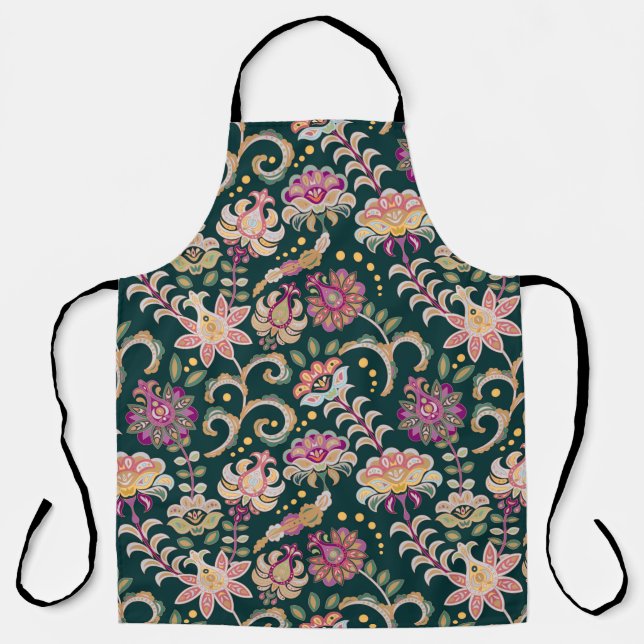 Tablier Arrière - plan floral sans couture. Fleurs roses e (Recto)