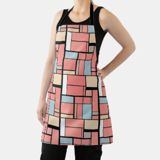 Tablier Art abstrait Mondrian corail