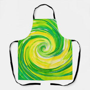Tablier Art abstrait vert jaune en spirale