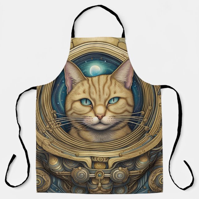 Tablier Art cyberpunk astronaute de chat (Recto)