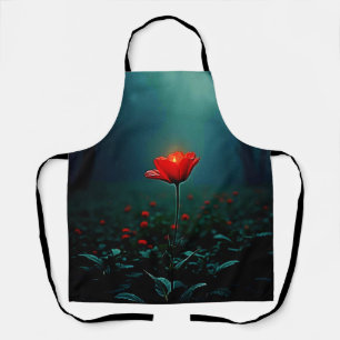 Tablier Art de fleur rouge lumineuse unique