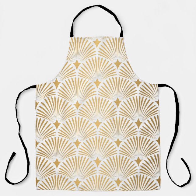 Tablier Art Déco : Elégance Gold-White. (Recto)