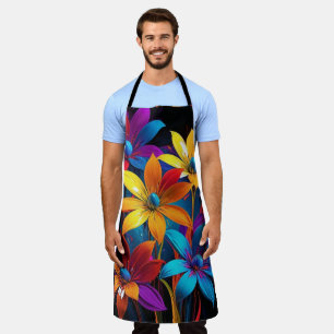 Tablier Art floral coloré abstrait vibrant-32908